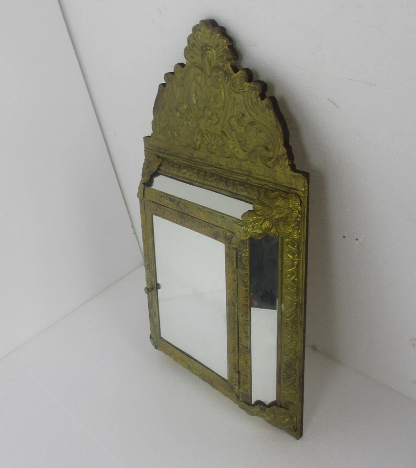 Vintage mirror Brush Brass Glass Cabinet Continental Ornate Brushes Included - Image 3 of 4