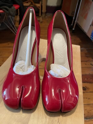 maison margiela tabi Kitten Heel Red Patent Leather Brand New