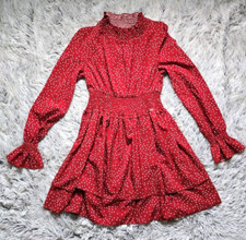 Women's SHEIN Red & White Long Sleeved Polka Dotted/Valentine Dress SZ Small