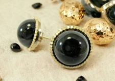 14K Gold Beautiful Round Black Onyx Stud Earrings  SALE-SAVE 300  M217