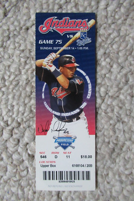 INDIANS VS ROYALS 9/14/2008 FULL TICKET ~ RYAN SHEALY (2 HRs) / VICTOR MARTINEZ