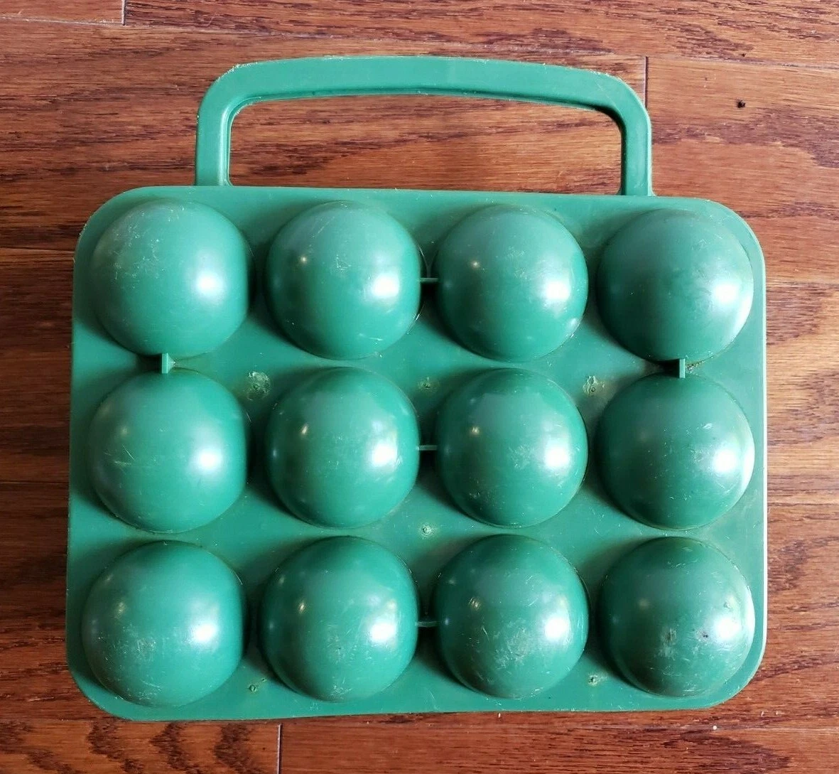 Vintage Green Egg Carrier Case Closing Egg Separator Tray Container Dozen Eggs