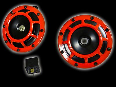 X2 RED 127DB SUPER TONE LOUD BLAST ROUND COMPACT HORNS FOR POLARIS SLINGSHOT