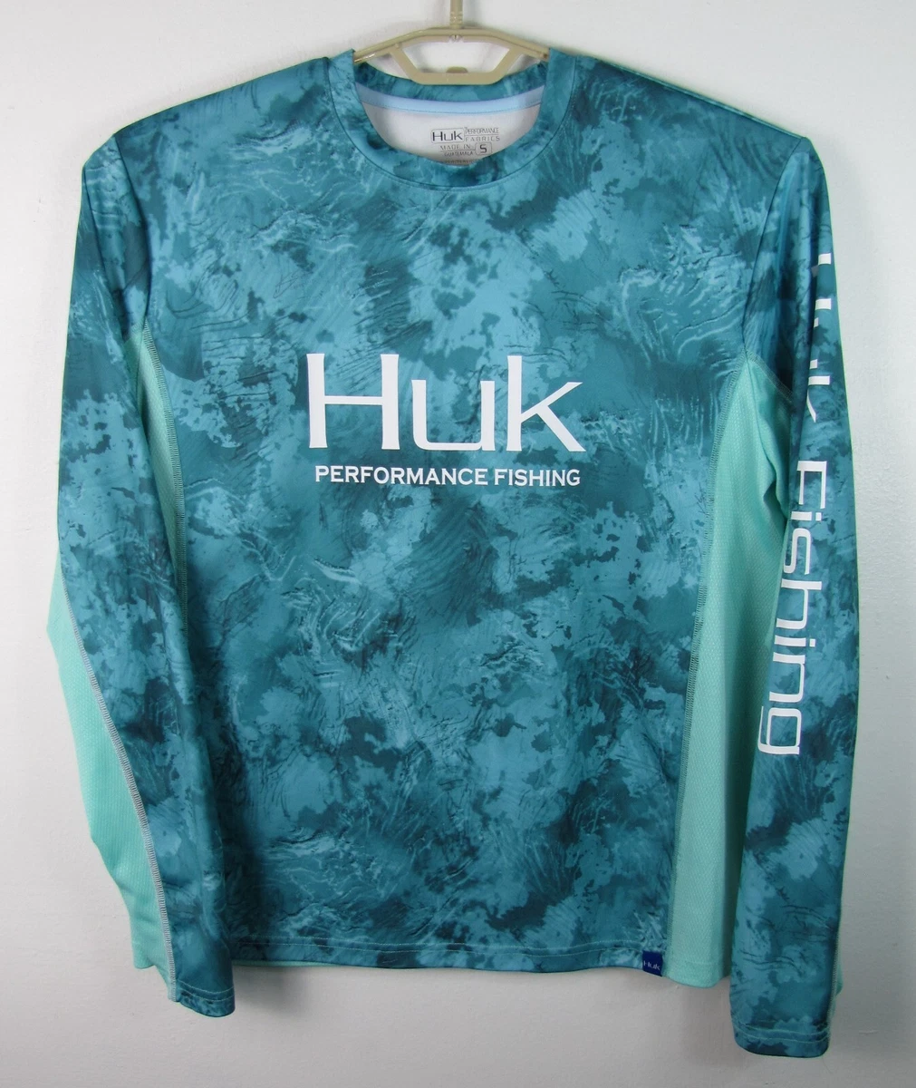 Huk Fishing Men s Small Teal Green Vented Long Sleeve Performance Shirt