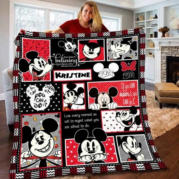 Personalized Mickey Mouse Moods Mickey Mouse Quotes Christmas Quilt Blanket