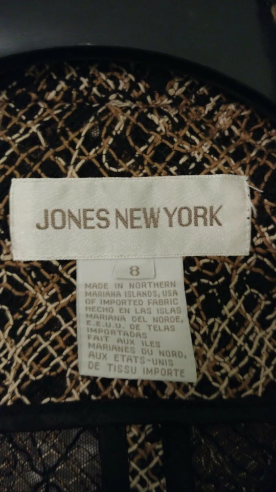 JONES Нью-Йорк женщин куртка Blazer коричневый открытый передний 3/4 рукав p-t-p 18 L23 размер 8 - Изображение 3 из 3