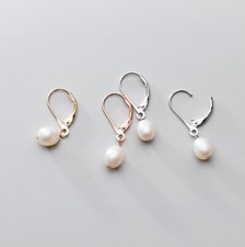 Elegante 925 Silber Ohrhänger mit Süßwasserperlen, Damen Klappbrisuren Creolen