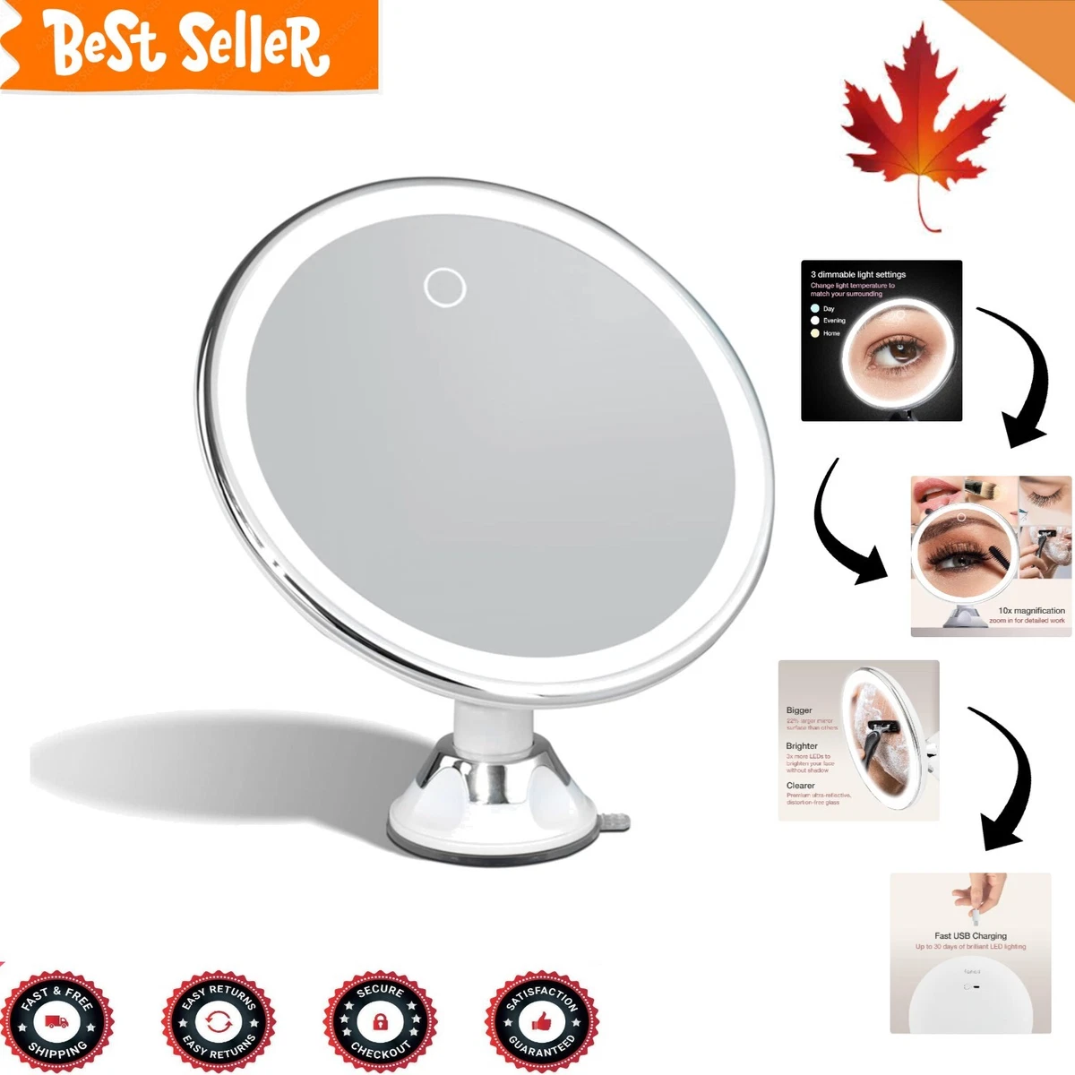 Magnifying beauty best sale mirror with light