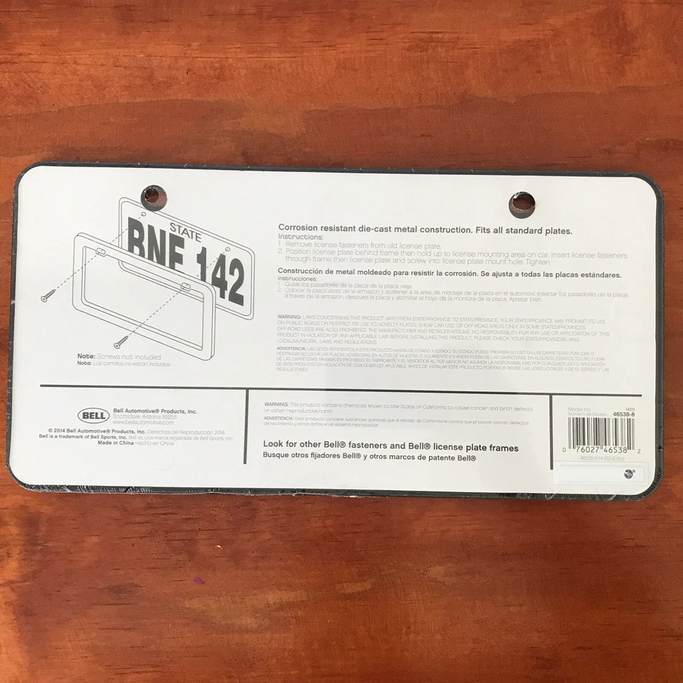 全新 Bell Automotive 通用黑色/粉红色雪佛龙车牌架,46538-8 — 第 3/3 张图片