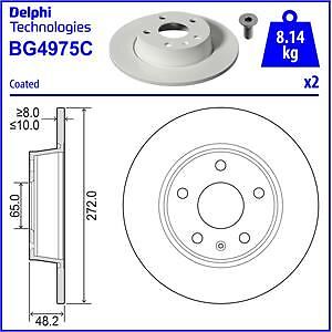 2X Delphi BG4975C Bremsscheibe FüR Audi-image
