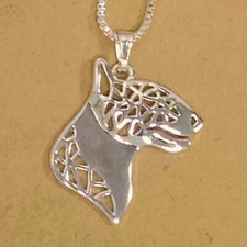 BULL TERRIER Silver Tone Bull Terrier Bully Gladiator Dog Charm Pendant Necklace