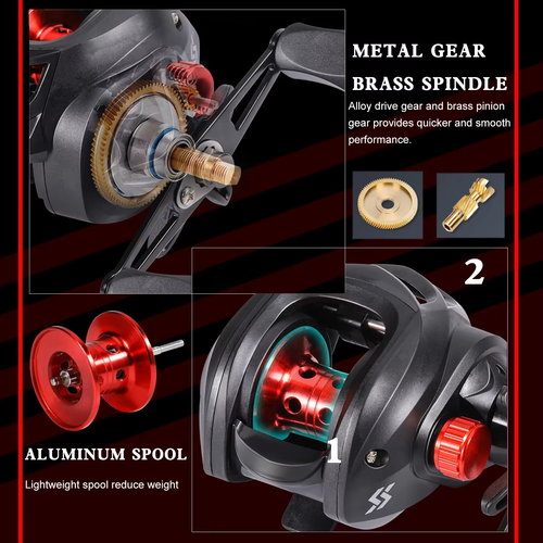 Baitcasting Fishing Rod and Reel Combo 5Section Fishing Rod and 7.2:1 Gear - Picture 5 of 22