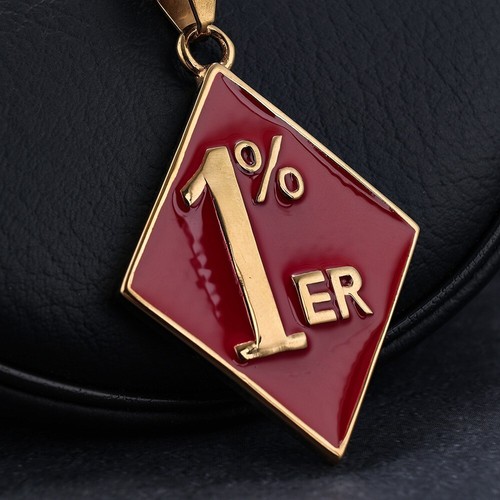 Men‘s Stainless Steel 1% er One Percent Outlaw Motorcycle Biker Pendant Necklace - Picture 9 of 11