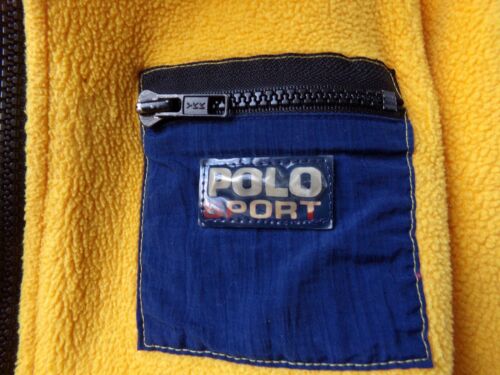 Giacca pile vintage ragazzo RALPH LAUREN 2T color block POLO sport GIALLO retrò y2k - Foto 6 di 9