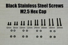 Black Phono Screw Kit M2.5 Hex Cap Stainless Steel for Cartridge Headshell 6-20