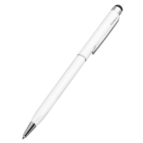 Stylet Écran Tactile Universel Embout Silicone Stylo A Bille Clip Intégré Blanc