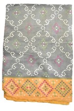 FNC Vintage Sambalpuri Grey Bandhani Sarees Handwoven Blend Silk Sari Fabric 5YD