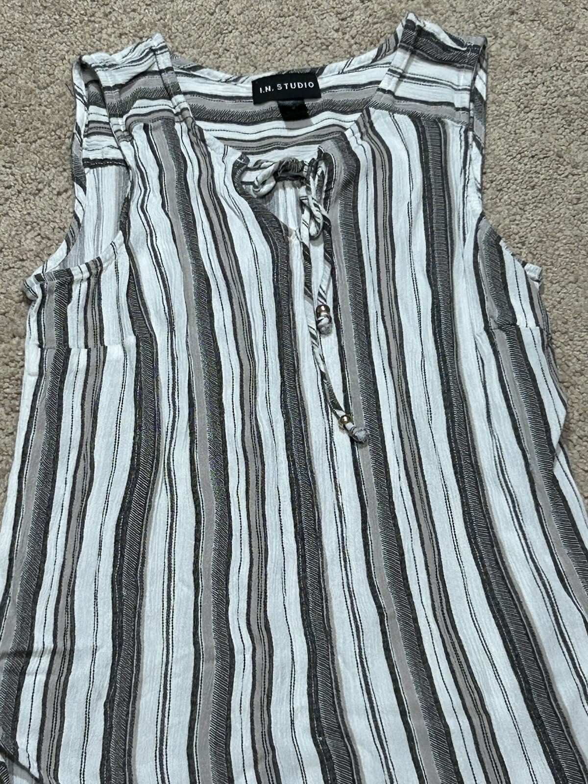 I.N. Studio Womens Shirt Size Small Multicolor Striped Keyhole Lightweight Flowy