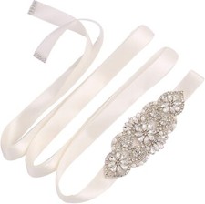 Bridal Wedding Belt Bridesmaid Dress Sash Crystal Rhinestone Pearl Waist Belt