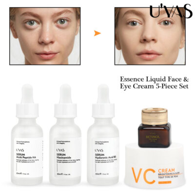 U'YAS Skincare Routine Set Multi Peptide Serum Hyaluronic Acid VC Retinol cream