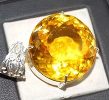Yellow Natural Citrine 925 Solid Silver 96.60 Ct Pendant Round Cut Gemstone
