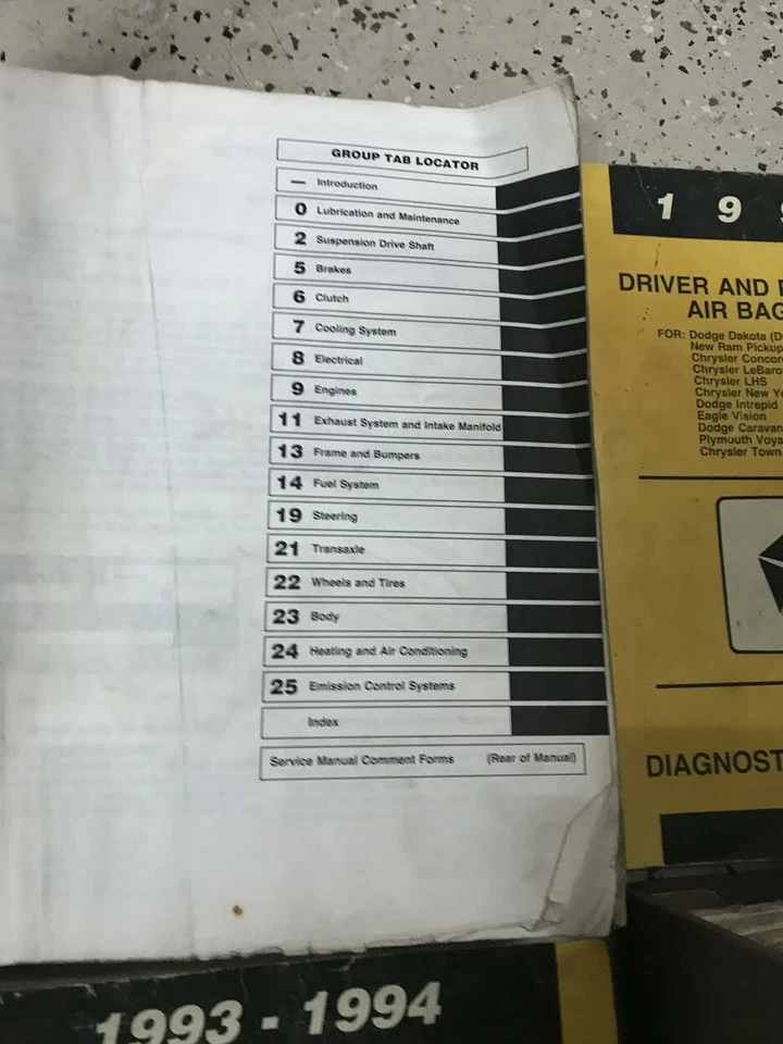 Chrysler Lebaron Spirit Shadow Sundance 1994 juego manual de taller de servicio + Foto 2 de 4