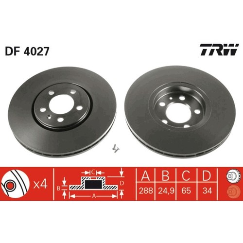 Bremsscheibe TRW DF4027 vorne/belüftet/hochkarbonisiert/1 Stück [ - Bild 3 von 10