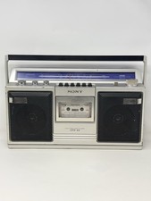 Sony CFS-43 Boombox AM FM Cassette Player Tested No Battery Cover