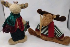 Christmas Moose Couple Plush with Weighted Bottoms