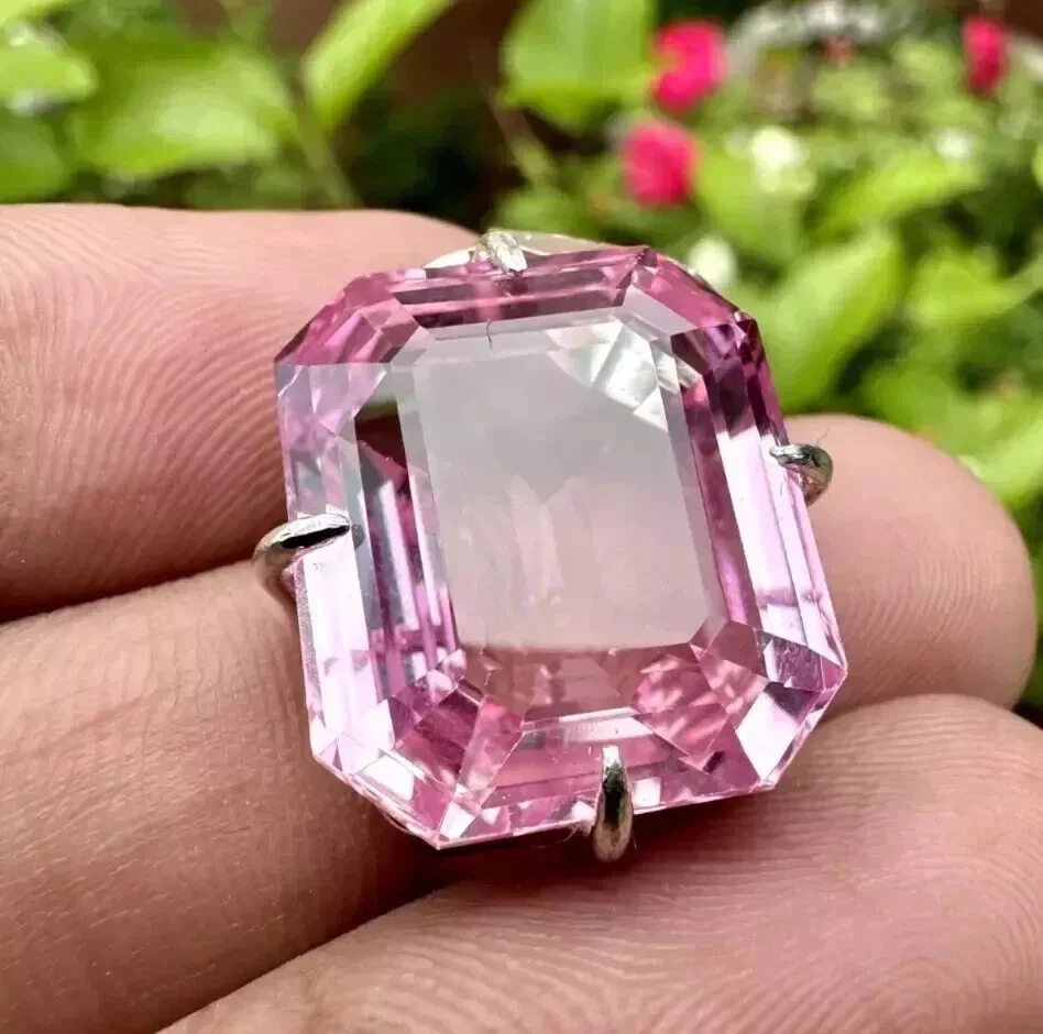23 CT Natürlich Agl Zertifiziert Smaragd Schliff Padparadscha Saphir 925 Silber - Bild 2 von 4