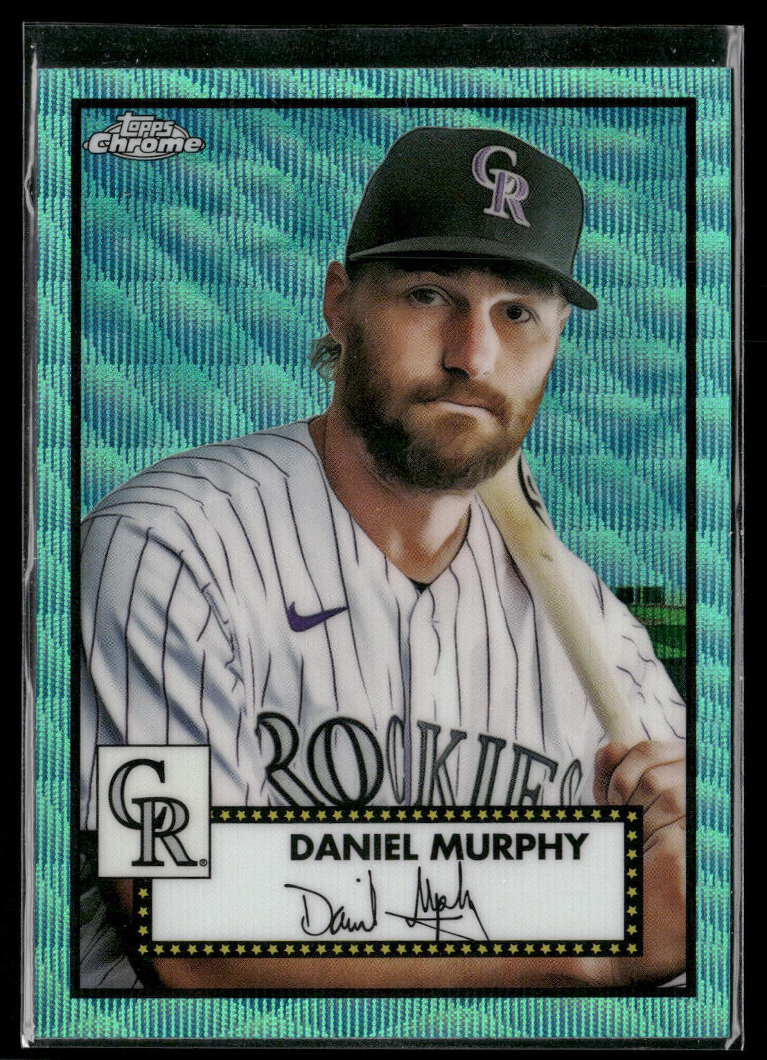 2021 Topps Chrome Platinum Anniversary #461 Daniel Murphy Aqua Wave Refractor