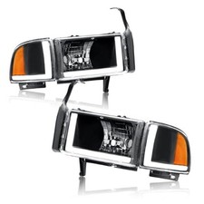 LED DRL Headlights Compatible with Black Housing  Amber Reflector w/ LED DRL 