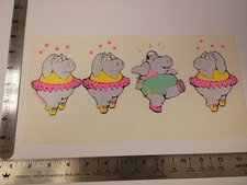 Vintage  Authentic Iron-On / Heat Transfer Ballerina Hippos - NT1