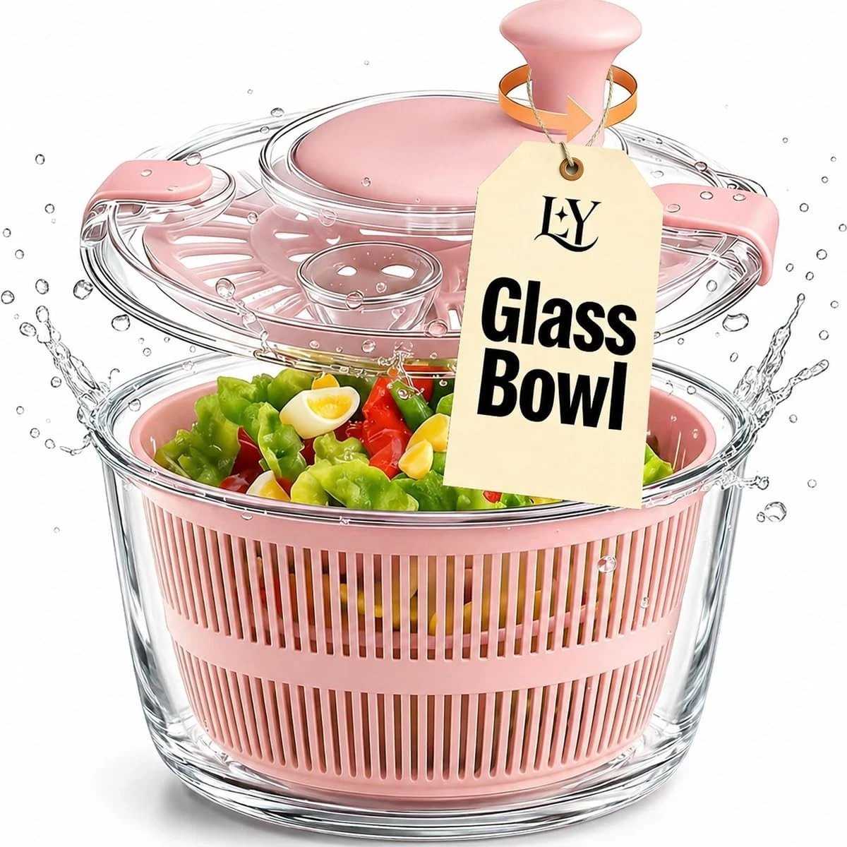 Good Grips Large 5.2 Qt Glass Salad Spinner Vegetable Dryer with Drain Dishwa...