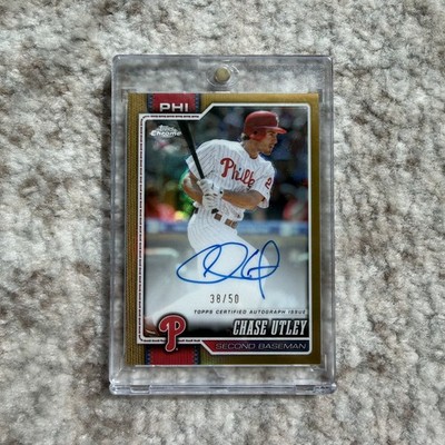 2026 Topps Chrome Chase Utley Legend Auto True Gold Refractor /50 Phillies 2B