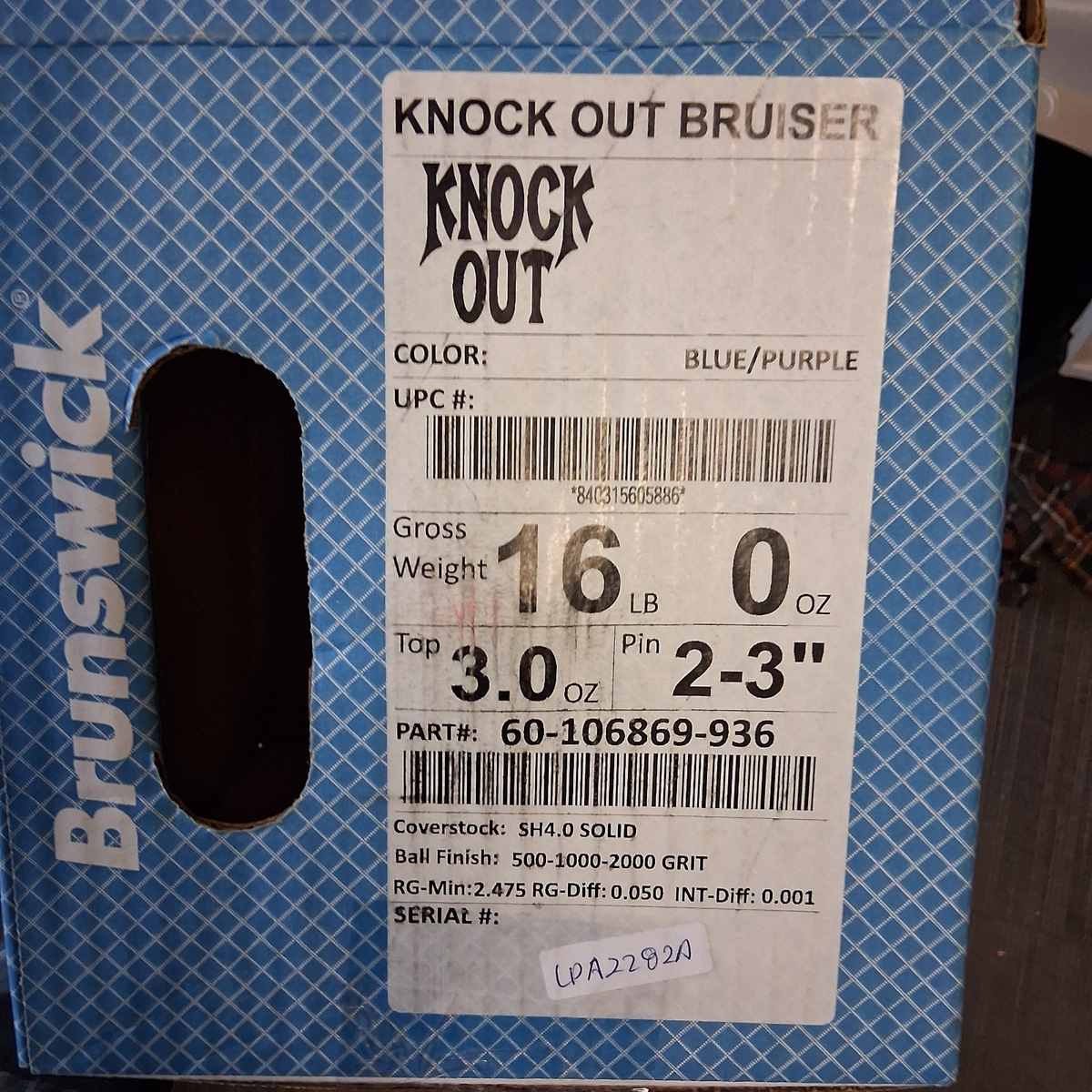Brunswick Knock Out Bruiser 1st quality BOWLING BALL 16 lb. NEW IN