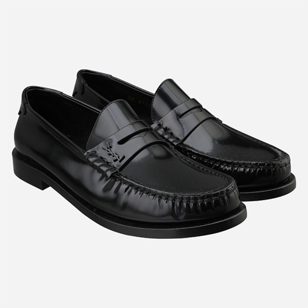 Saint Laurent 5S Mocassini donna monogramma penny nero 136023696