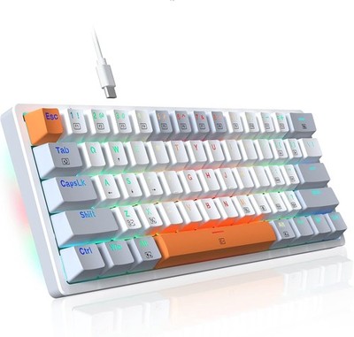 Redragon 60% Mechanische Gaming Tastatur RGB Hintergrundbeleuchtung 61 Tasten K642WGO-RGB USB-C