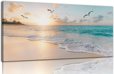 Beach Wall Art Decor for Living Room Ocean Canvas Picture for Wall Gold Sunset P