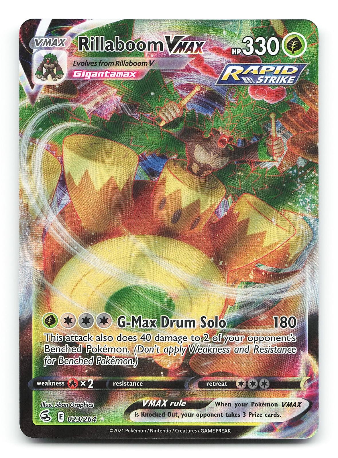 Rillaboom VMAX 023/264 Fusion Strike Holo Ultra Rare Pokemon Card NM
