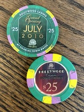 VHTF Set of (2) $25 Hollywood Casino Chips @ Charlestown Racetrack & Casino WV
