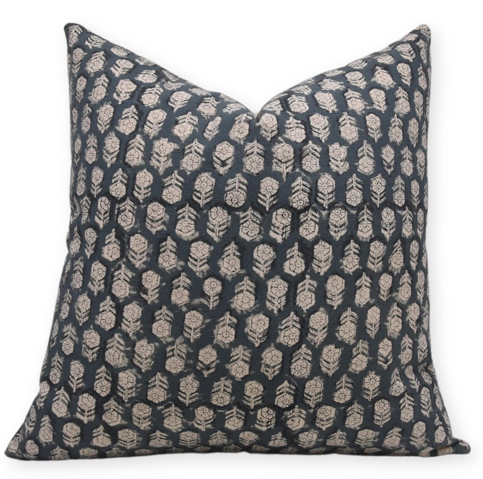 Block Print Duck Canvas Fabric 26x26 Inches Throw Pillow Covers, Handmade Pil...