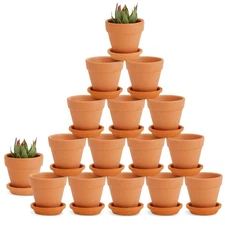 16-Pack Terra Cotta Pots with Saucer and Drain Hole, Planters for Flowers