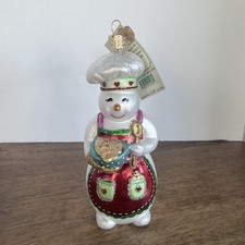 Old World Christmas Ornaments Snow Woman Chef Glass Blown Ornaments for Chris...