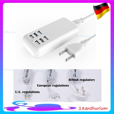 Neu 6x USB Multi Ports Adapter Travel Wall AC Charger with EU Plug Adapter