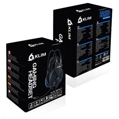 Klim Impact 7.1 Surround Sound USB Gaming Headset for PC black blue