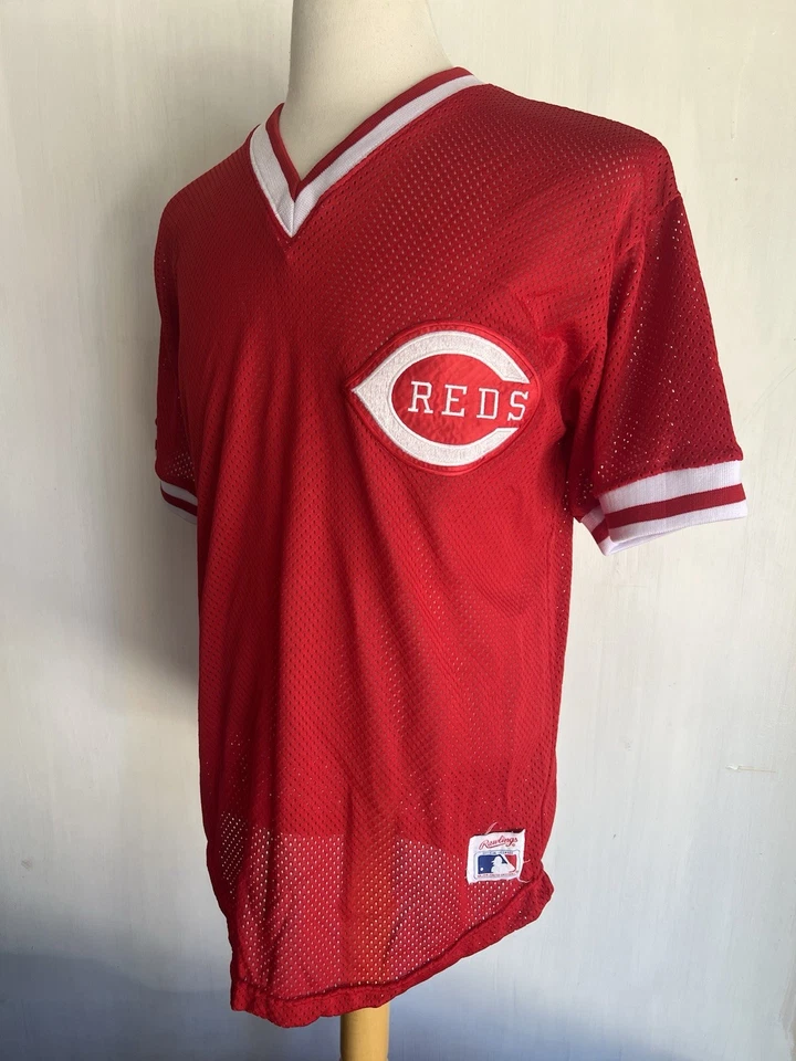 Camiseta deportiva de béisbol de malla Rawlings MLB oficial vintage de los 80 de los Cincinnati Reds talla grande Foto 4 de 4