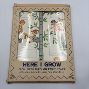Vintage 1961 C.R. Gibson Here I Grow Cardboard Growth Chart MCM Nursery Decor