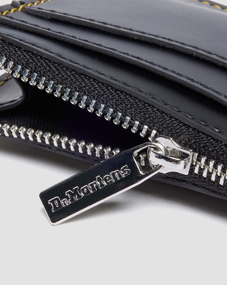 Dr. Martens Black Kiev Card Holder Wallet with Strap Mini Wallet