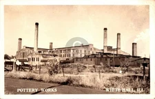 Pottery Works White Hall IL Illinois c1940 RPPC Photo Postcard COPY